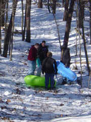 Zach's big tube and the guys on the new hill